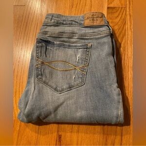 VTG Y2K Abercrombie A+F Distressed Light Blue Wash Flare Jeans R 30 33 10